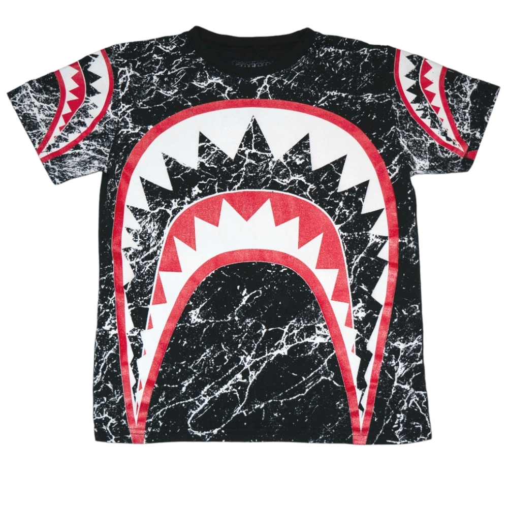 Fresh Laundry Big Boy's Small Black Red  Hammerhead Shark Graphic T-Shirt